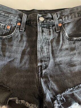 Levi's 501 Distressed Dark Gray Denim Shorts 2" Inseam - Women's Small